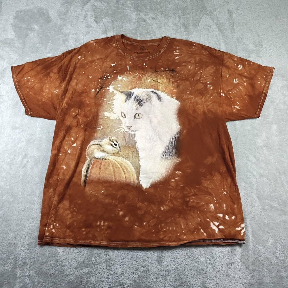 The Mountain Cat Chipmunk Shirt Mens XXL Brown Tie Dye Kitty Kitten  Squirrel